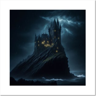 Dark and stormy night- horror castle Posters and Art